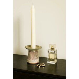 Studio Pottery Rustic Candle Holder Pillar Or Taper Candles 4.5" H 5" W Handmade